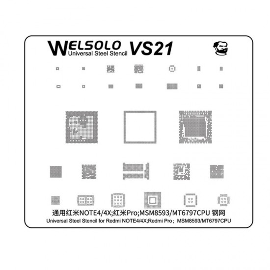 Welsolo VS21 Universal Steel Stencil For Xiaomi Redmi Note 4/4x Redmi Pro MSM8593/MT6797CPU