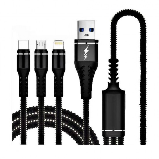 Sunpin SC-04 5A (3 IN 1) USB 1.2m Quick Charge Braided & Metal Cable