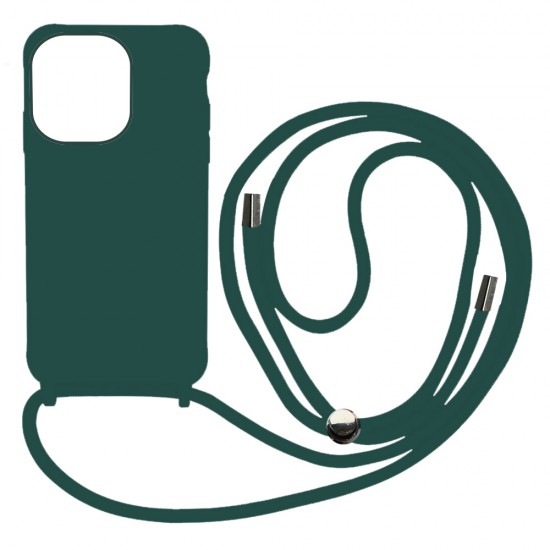 Liquid Back Cover Σιλικόνης με Κορδόνι Για (XIAOMI  REDMI 10A) - Σκούρο Πράσινο